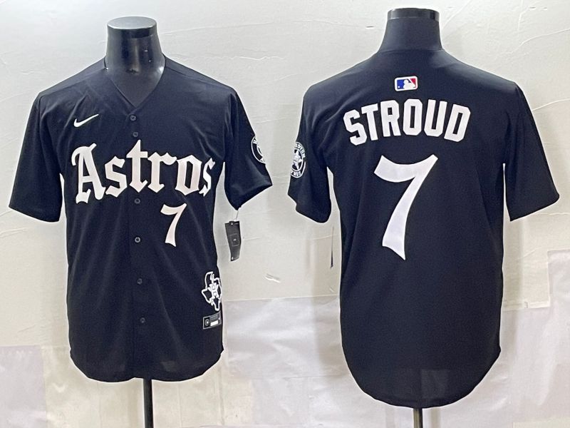 Men 2025 Houston Astros 7 Stroud Black Five generations Joint Name Nike MLB Jersey style 8